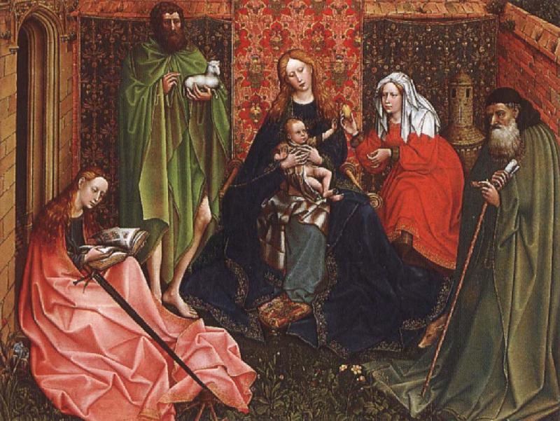 Robert Campin Madonna and Child with saints in a inhagnad tradgard